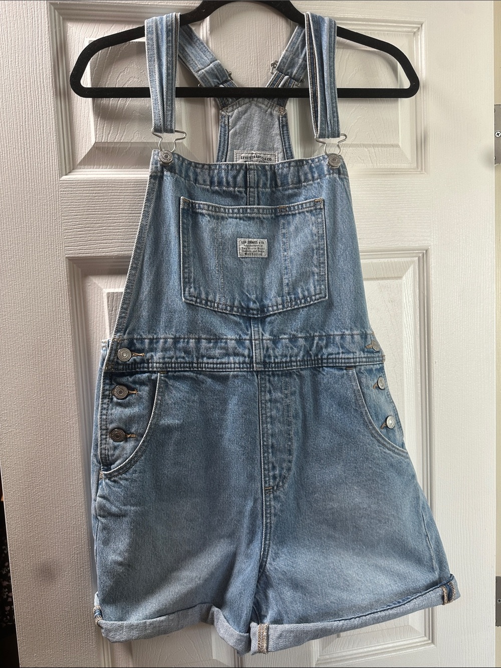 Signature by Levi Strauss Light Blue Denim Short Overalls